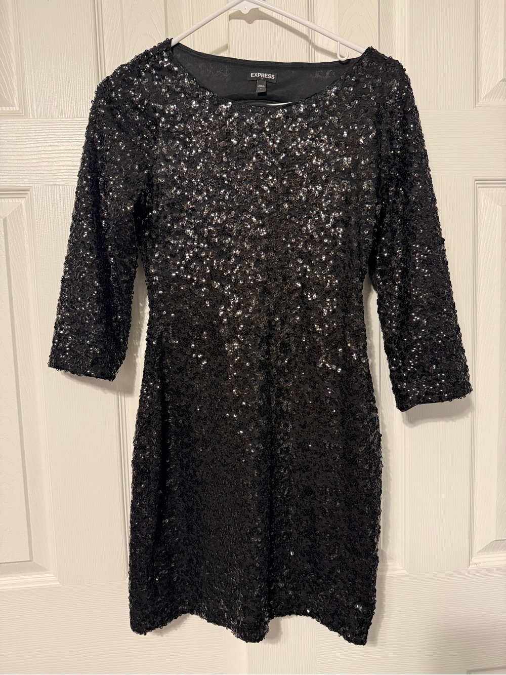 Express Black Sequin Long-Sleeve Cocktail Dress
